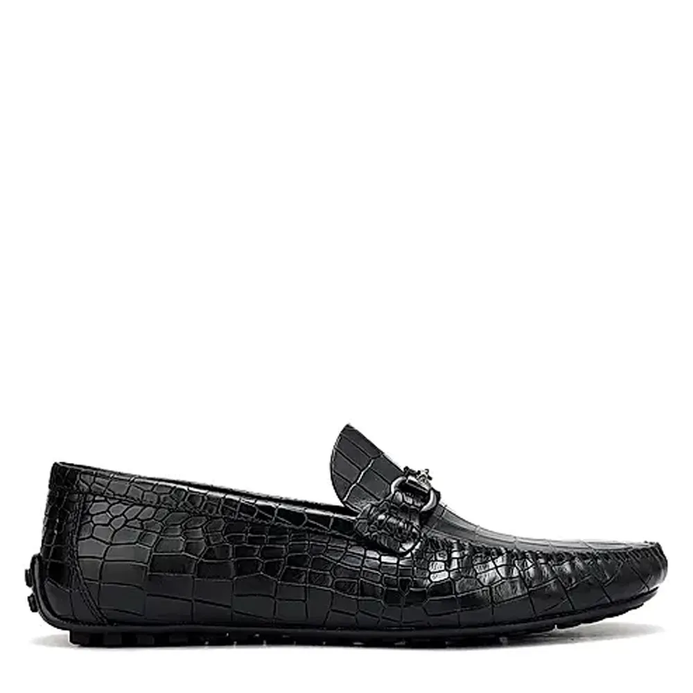Premium Croco Textured Leather Driving Loafers