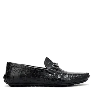 Premium Croco Textured Leather Driving Loafers