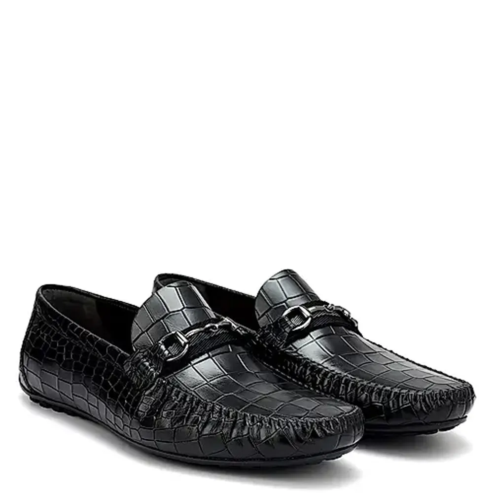 Premium Croco Textured Leather Driving Loafers