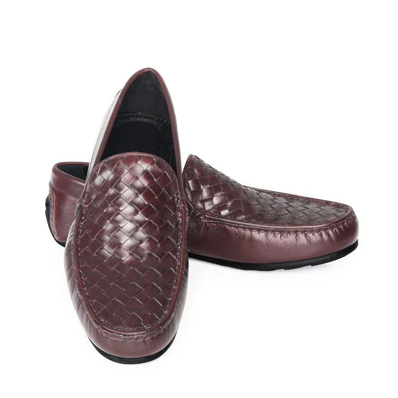 Premium Leather Weaved Textured  Driving Loafers