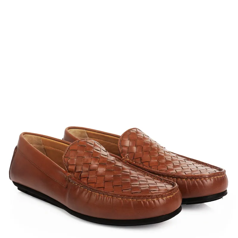 Premium Leather Weaved Textured  Driving Loafers