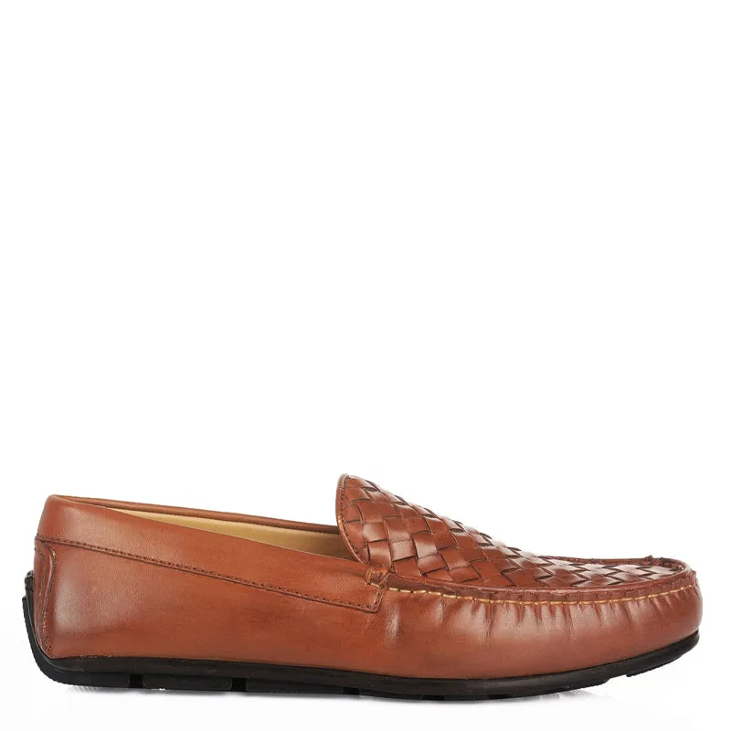 Premium Leather Weaved Textured  Driving Loafers