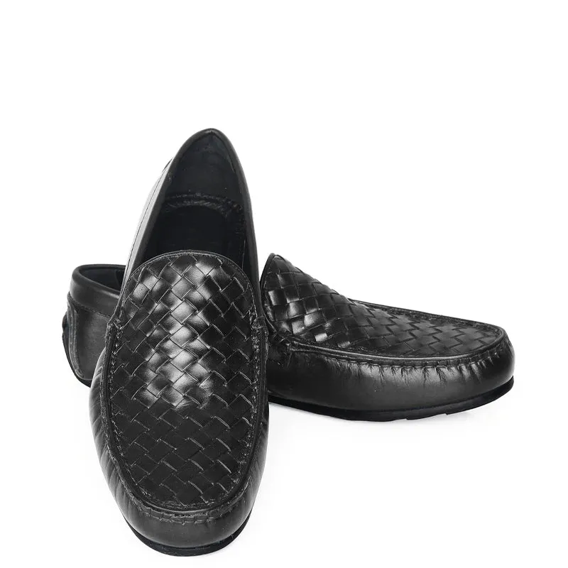 Premium Leather Weaved Textured  Driving Loafers