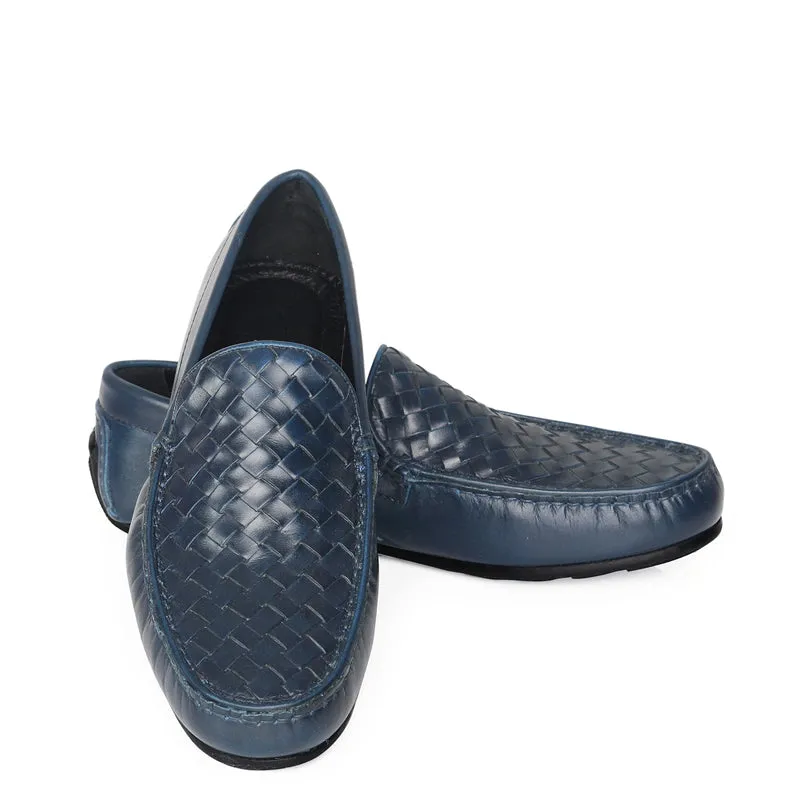Premium Leather Weaved Textured  Driving Loafers