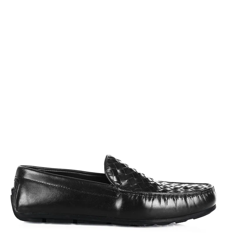 Premium Leather Weaved Textured  Driving Loafers