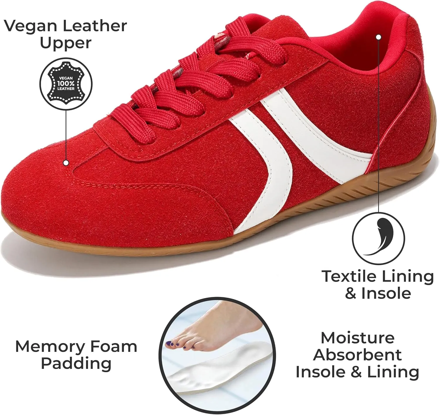 Project Cloud Leather Barefoot Shoes Women – Memory Foam Lace-Up Womens Sneakers – Lightweight & Non Slip Womens Shoes Casual – All-Day Women's Fashion Sneakers for 2025