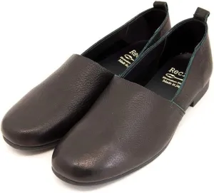 Recipe RP-204 Women's Slip-on, Genuine Leather, Flat Pattern, Made in Japan, Black, 24.0 cm