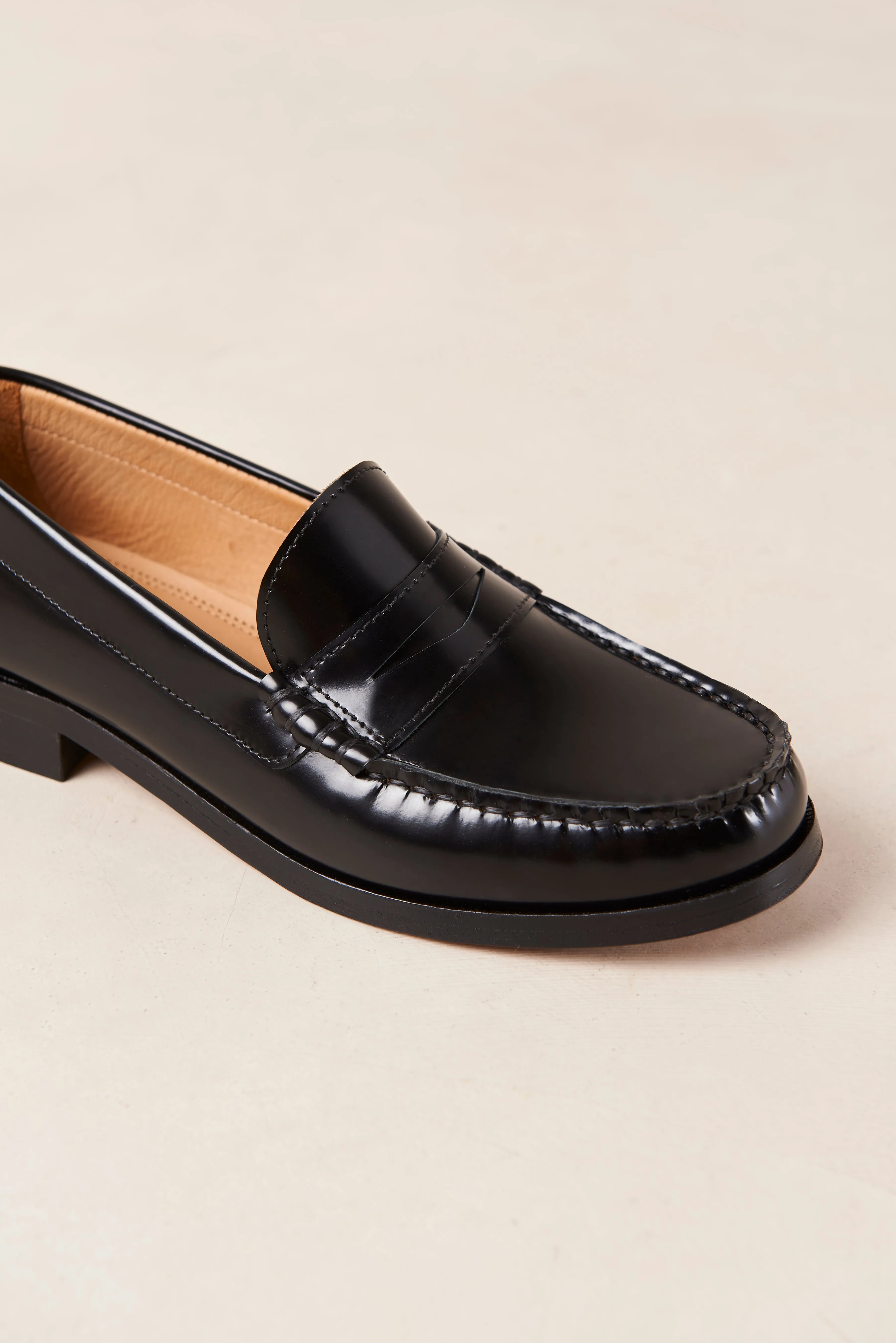 Rivet Leather Loafers - Black