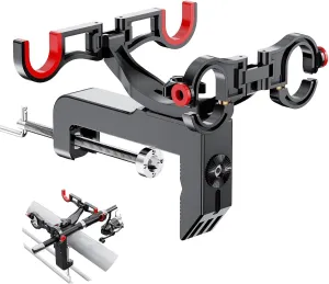Rod Holders for Fishing Boat-360 Adjustable Angle Dual Head Fishing Rod Holders for Boat- Folding Fishing Gear, Strong and Durable Rod Holder for Boat-Boat Accessories,Enlarge Clamp&Thicken Base