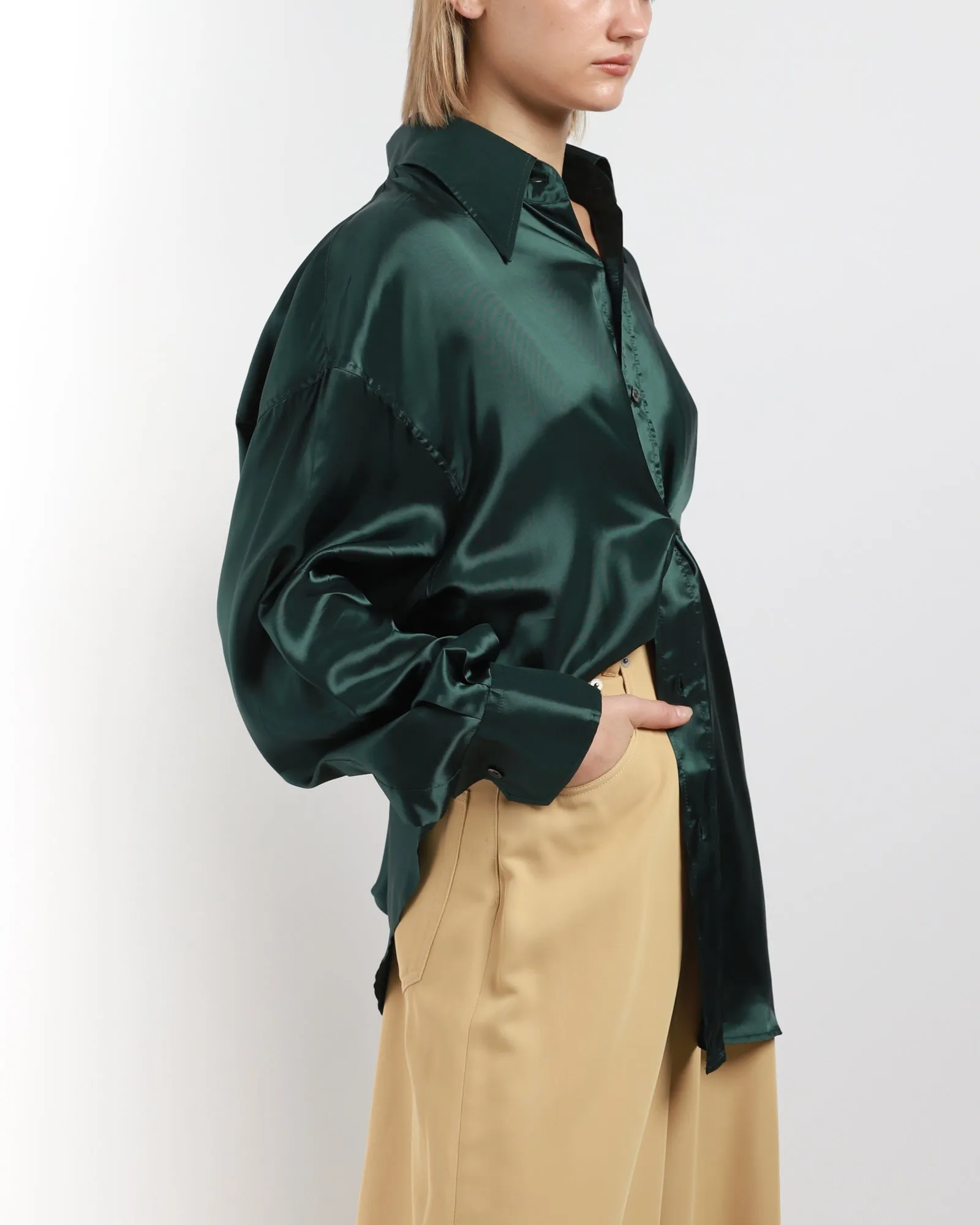 Satin Button Long Sleeve Shirt