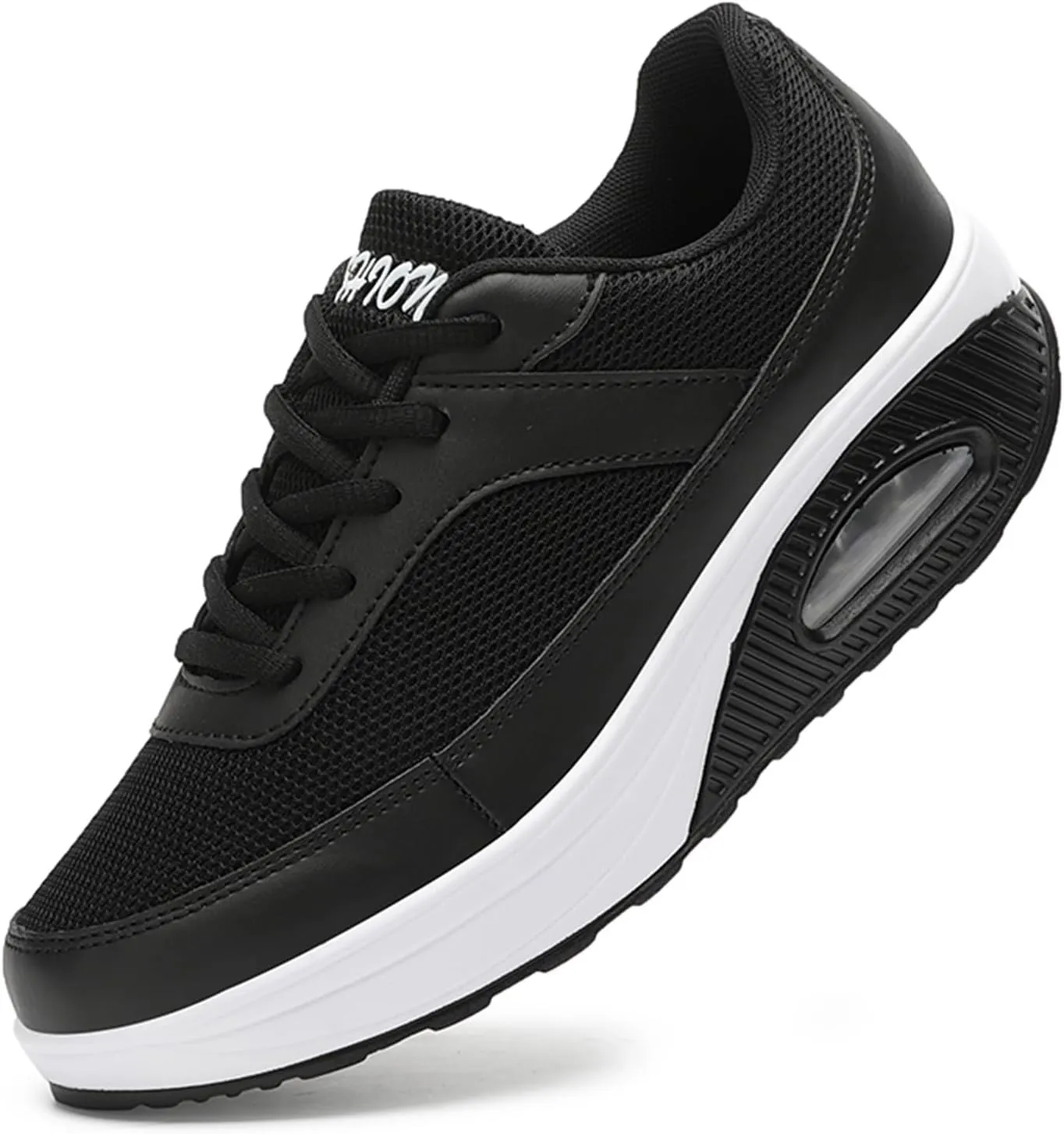 SECHRITE Womens Platform Sneakers Chunky Walking Shoes Air Cushion Thick Rocker Bottom Wedge Shoes