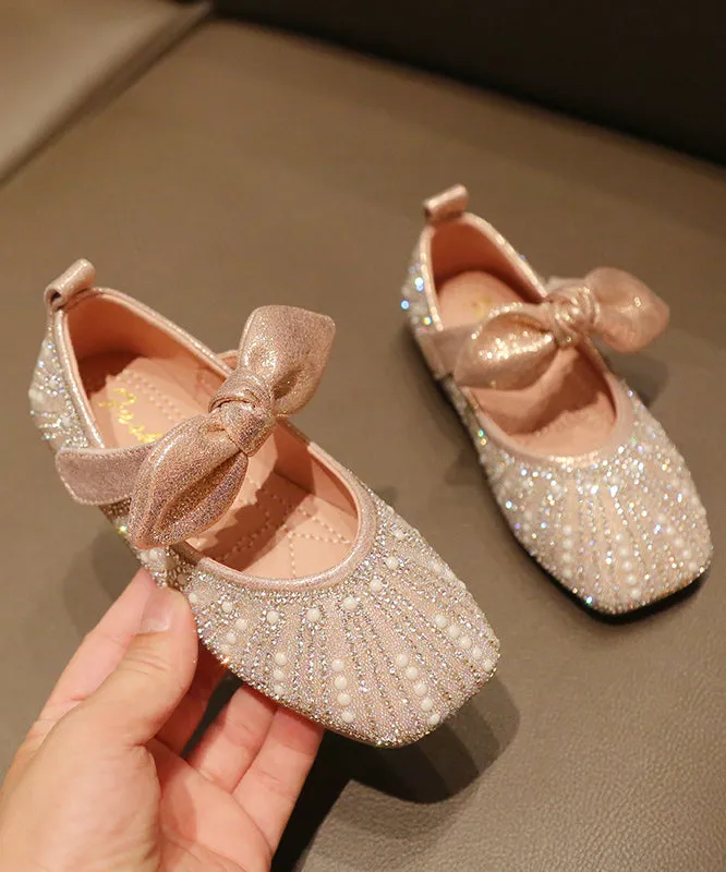 Shoes Silver New Zircon Flat Girls Nail Kids Bow Faux Bead