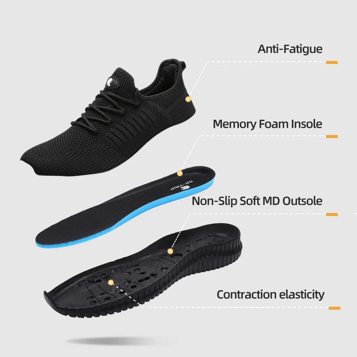 SK·TRIP Women's Walking Shoes Lightweight Breathable Flying Woven Mesh Upper Casual Jogging Shoes Ladies Tennis Shoes Workout Footwear Non-Slip Gym Sneakers for Women
