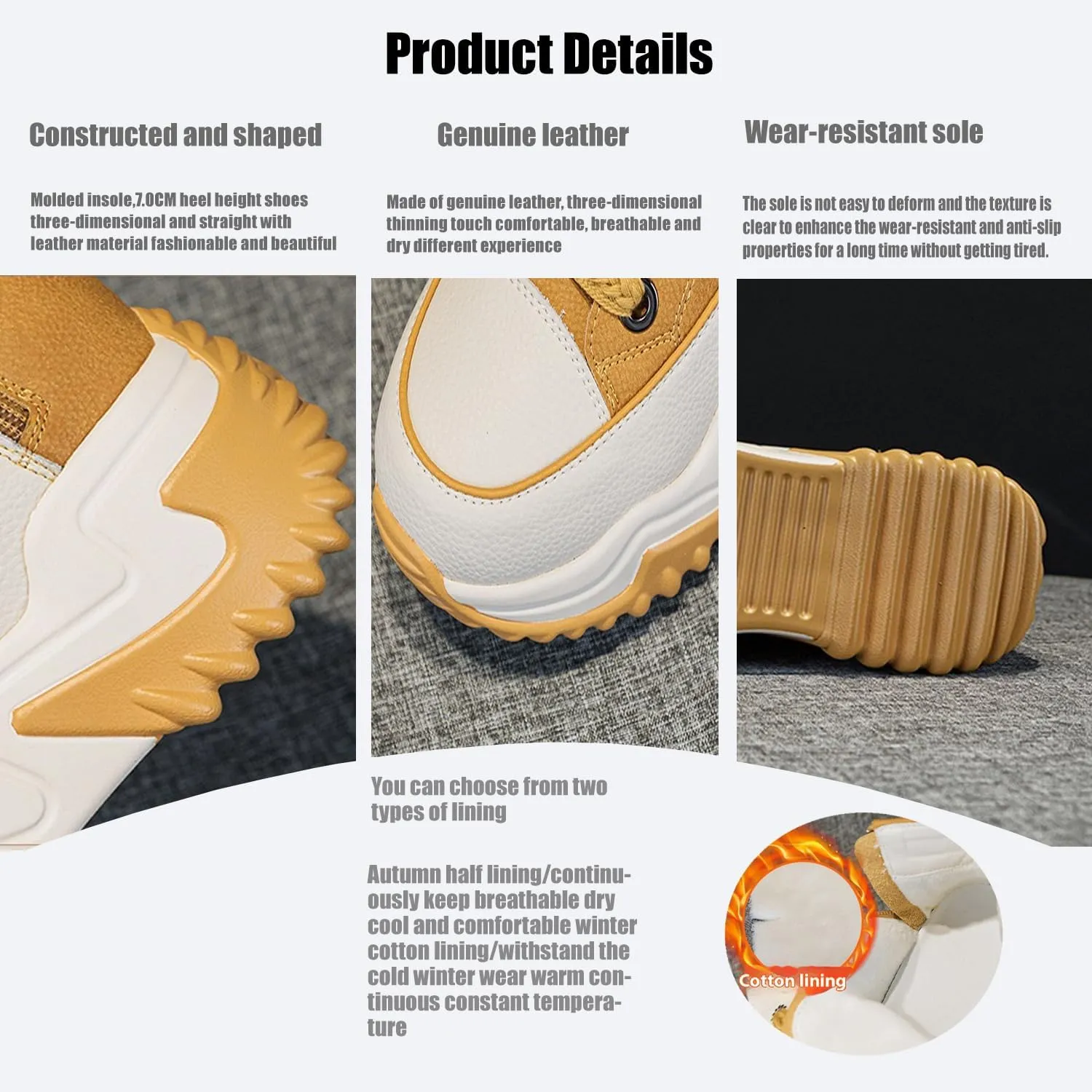 Sneakers for Women, Trending Dad Sneakers, Leather Soft Casual Sneakers,Anti-Slip Shock Absorbing Heighten Fashion Running