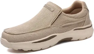 SNEKARMIN Men's Spring/Autumn Canvas Loafers - Comfortable Breathable Driving Shoes, Grey