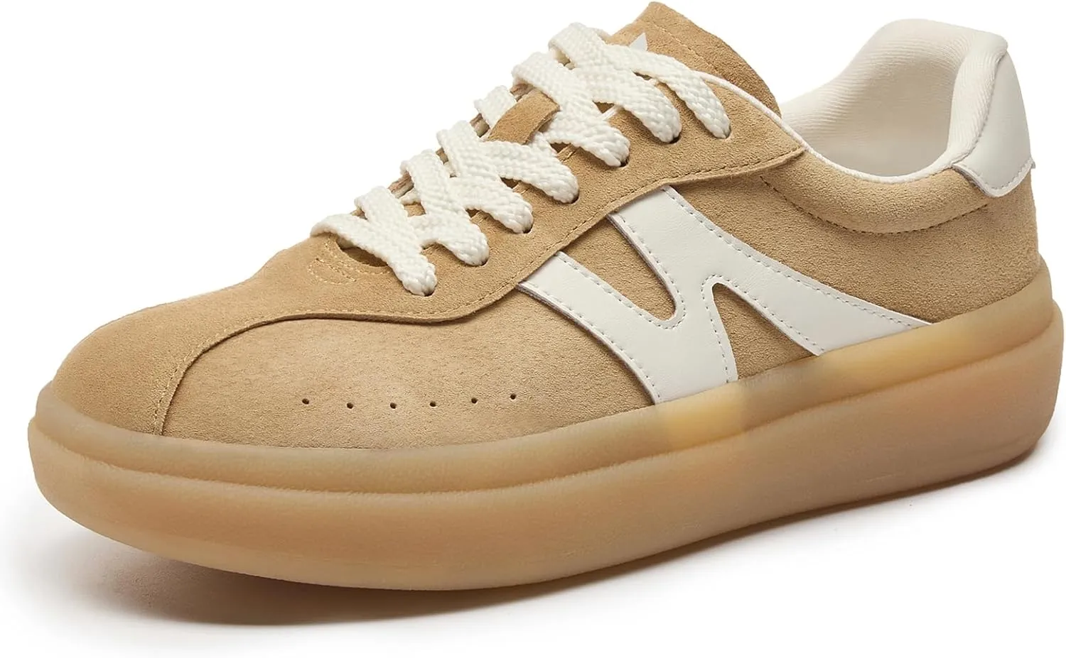 somiliss Sneakers for Women Genuine Leather Suede Upper Non-Slip TPR Outsole Tennis Walking Shoes for Women Fashion Sneakers