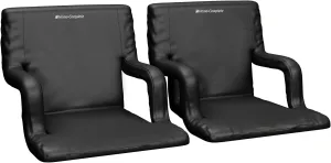 Stadium Seat 2-Pack - Bleacher Cushion Set with Padded Back Support, Armrests, 6 Reclining Positions, and Portable Carry Straps by Home-Complete