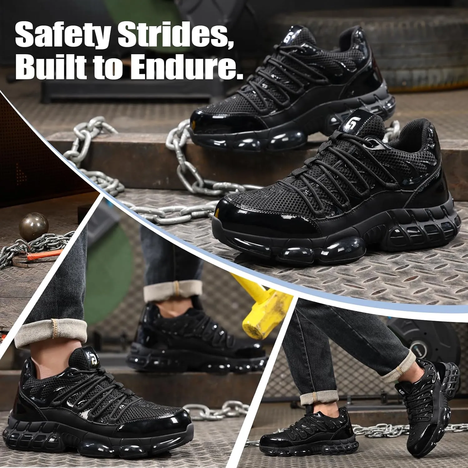Steel Toe Shoes for Men Lightweight Work Shoes Construction Industrial Work Tennis Shoes Safety Shoes Comfortable Steel Toe Sneakers for Men Women
