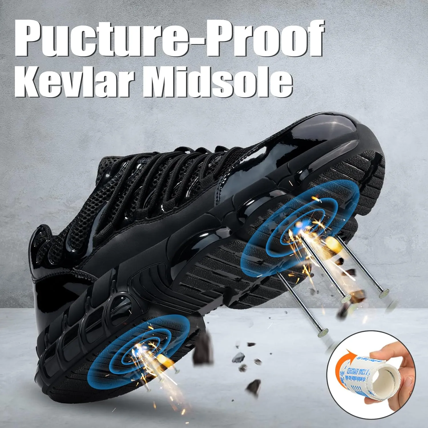 Steel Toe Shoes for Men Lightweight Work Shoes Construction Industrial Work Tennis Shoes Safety Shoes Comfortable Steel Toe Sneakers for Men Women