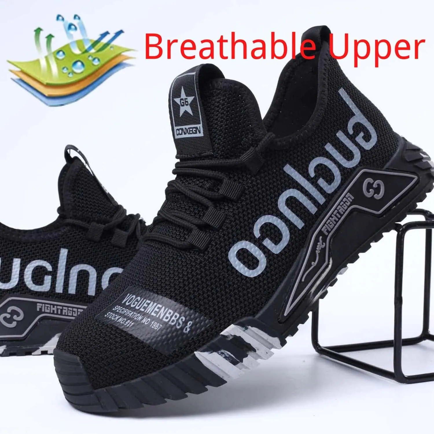 Steel Toe Shoes for Men Safety Sneakers Lightweight Work Shoes Women Breathable Slip Resistant Colorful Construction Sneakers