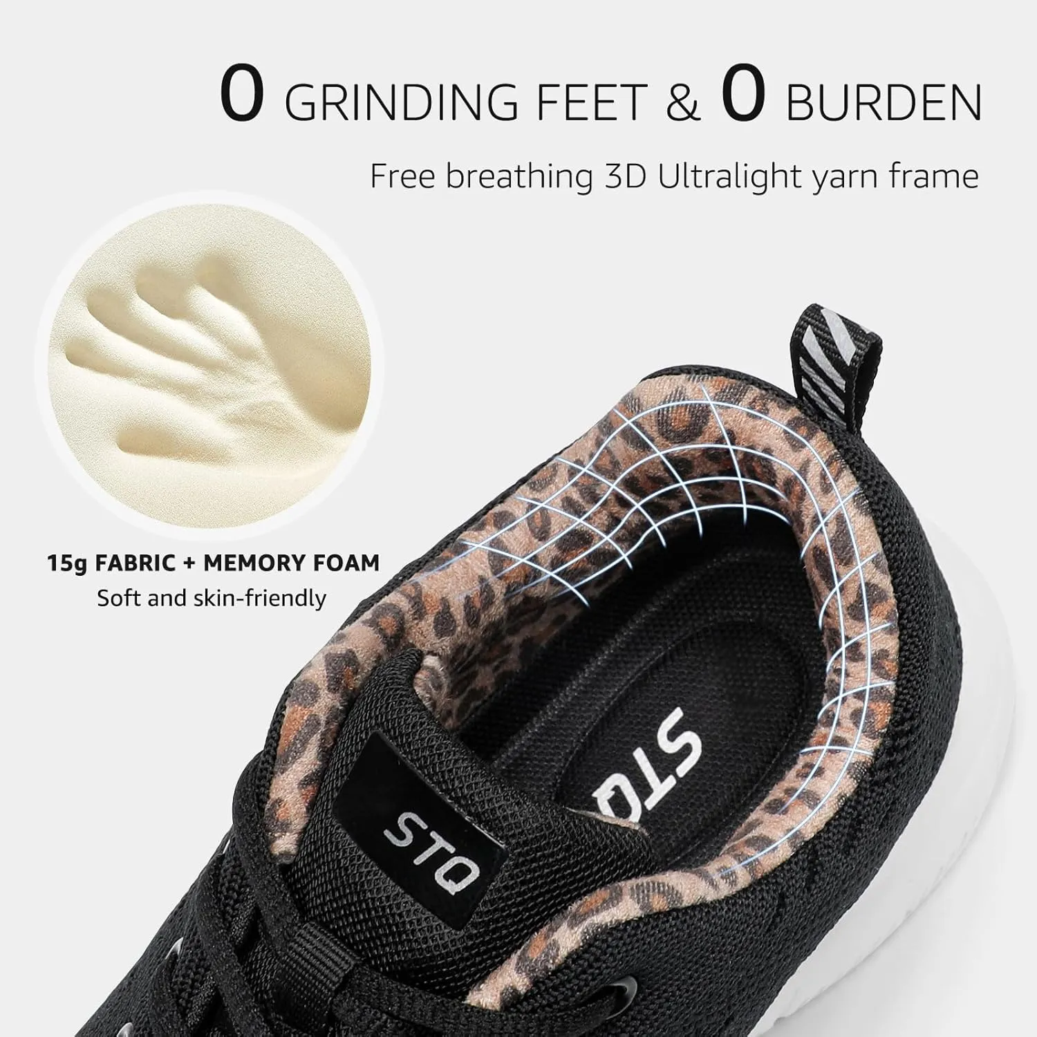 STQ Tennis Shoes Womens Sneakers Breathable Mesh Walking Shoes Arch Support Orthopedic Athletic Workout Gym Running Shoe for Travel Jogging Sports Cross Training