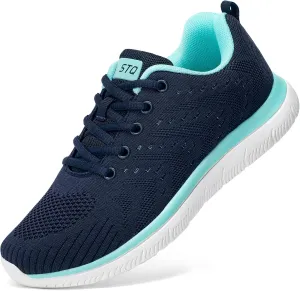 STQ Tennis Shoes Womens Sneakers Breathable Mesh Walking Shoes Arch Support Orthopedic Athletic Workout Gym Running Shoe for Travel Jogging Sports Cross Training