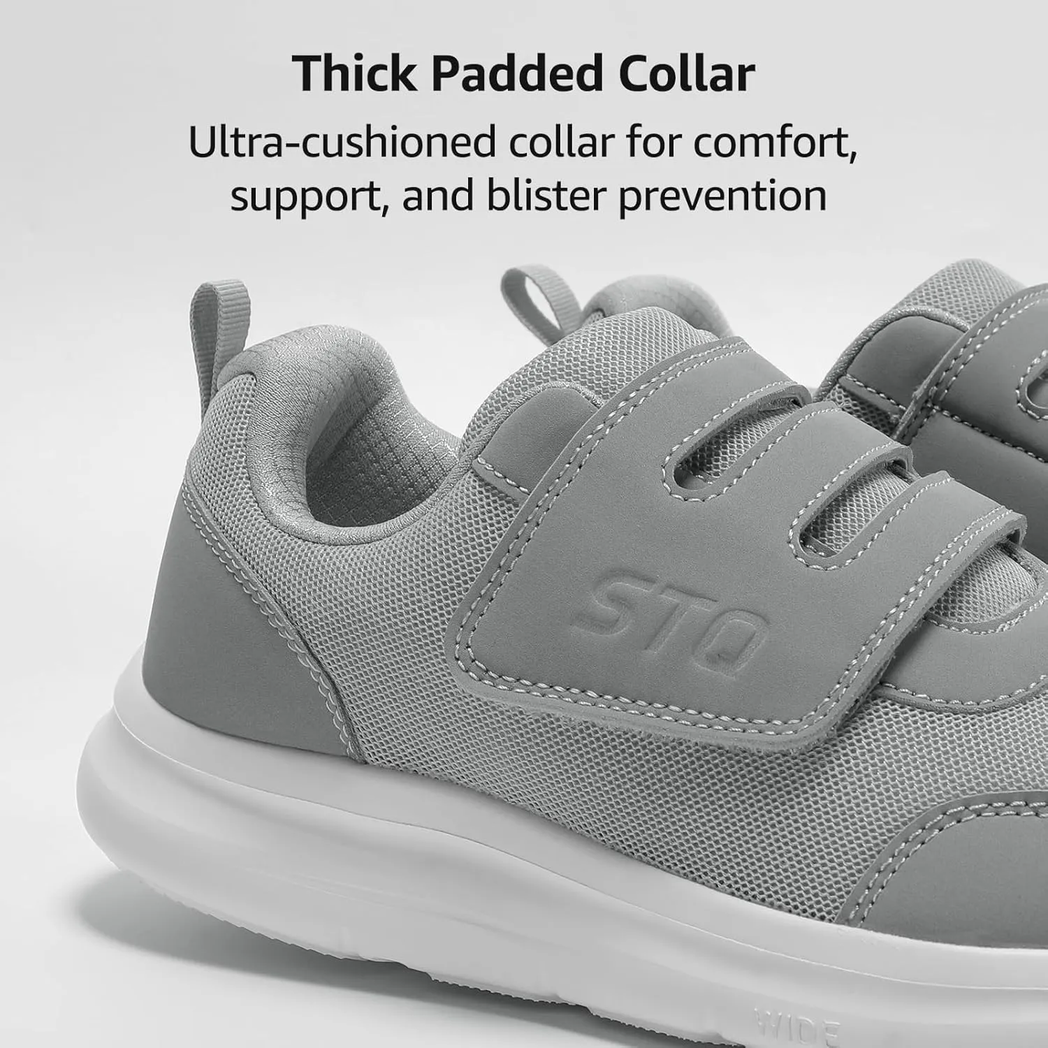 STQ Wide Toe Box Shoes Wome, Hook and Loop Orthopedic Walking Shoe for Seniors, Bunions, Plantar Fasciitis, Hammertoes, Swollen Feet
