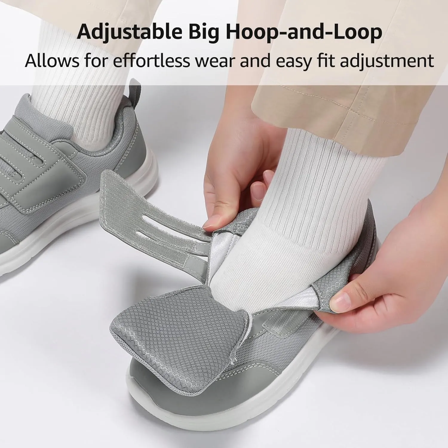 STQ Wide Toe Box Shoes Wome, Hook and Loop Orthopedic Walking Shoe for Seniors, Bunions, Plantar Fasciitis, Hammertoes, Swollen Feet