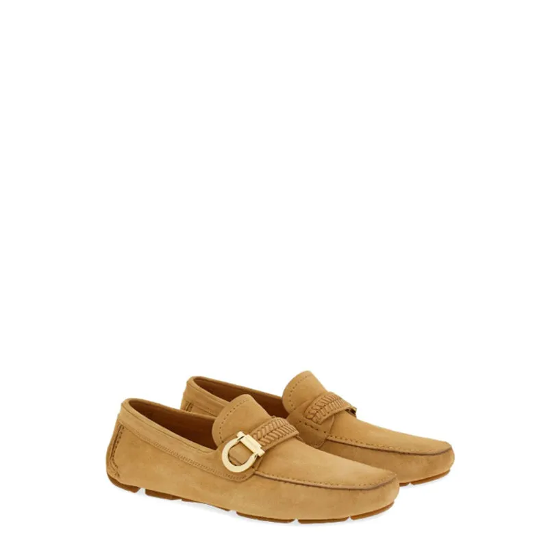 Tan suede driving loafer for men