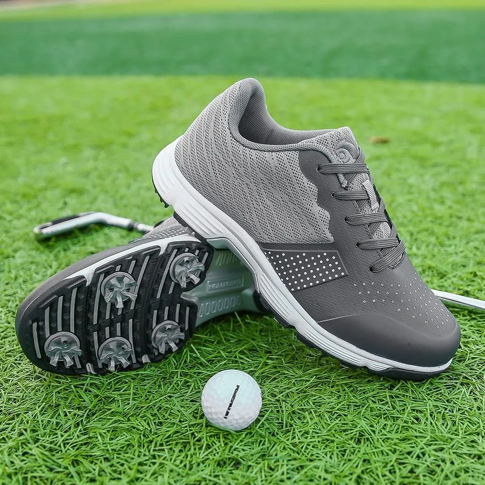 THESTRON Men Golf Shoes Mesh Breathable Breathable Golf Walking Sport Sneakers 7 Spikes Golf Trainers …