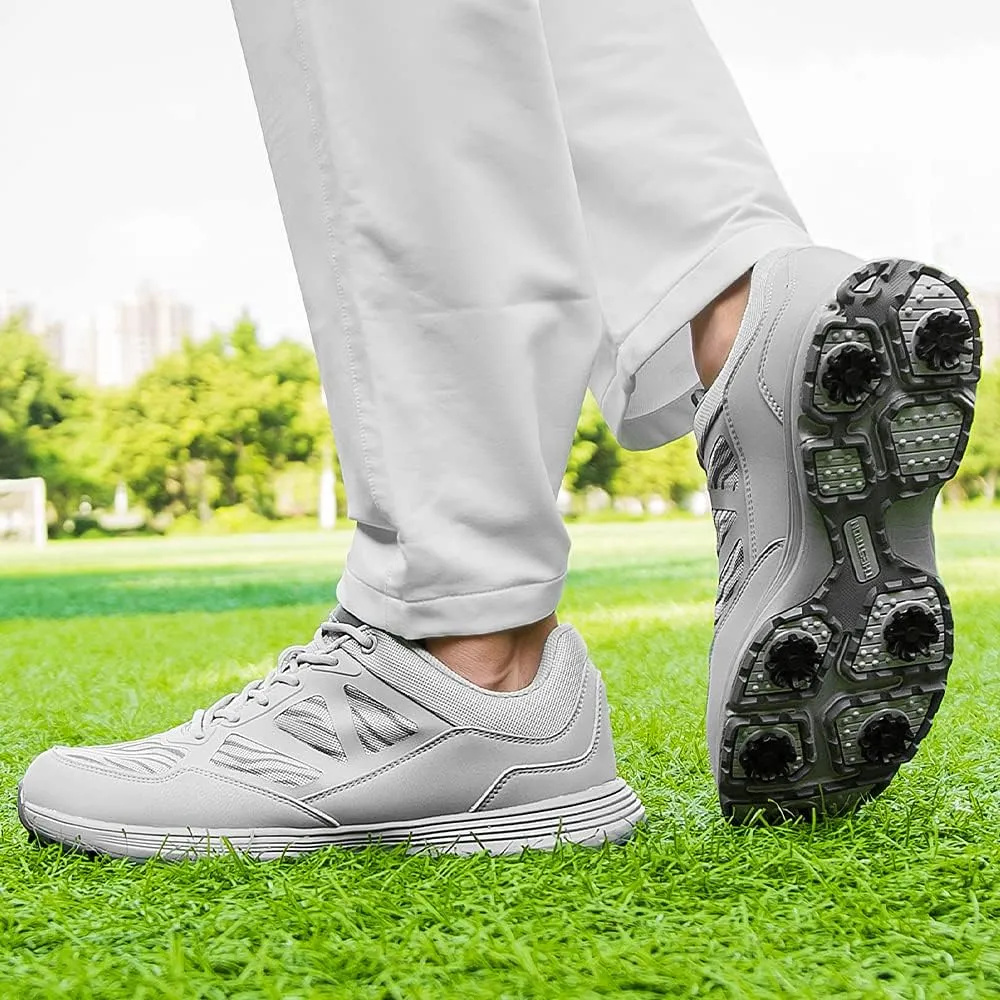 THESTRON Men Golf Shoes Mesh Breathable Breathable Golf Walking Sport Sneakers 7 Spikes Golf Trainers …