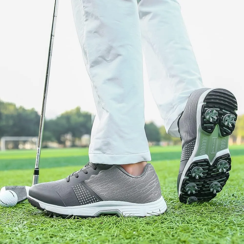 THESTRON Men Golf Shoes Mesh Breathable Breathable Golf Walking Sport Sneakers 7 Spikes Golf Trainers …