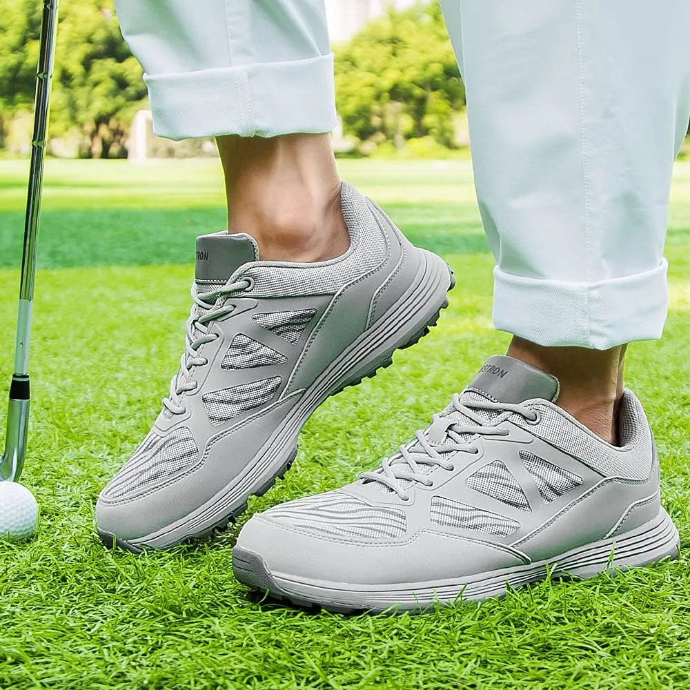 THESTRON Men Golf Shoes Mesh Breathable Breathable Golf Walking Sport Sneakers 7 Spikes Golf Trainers …