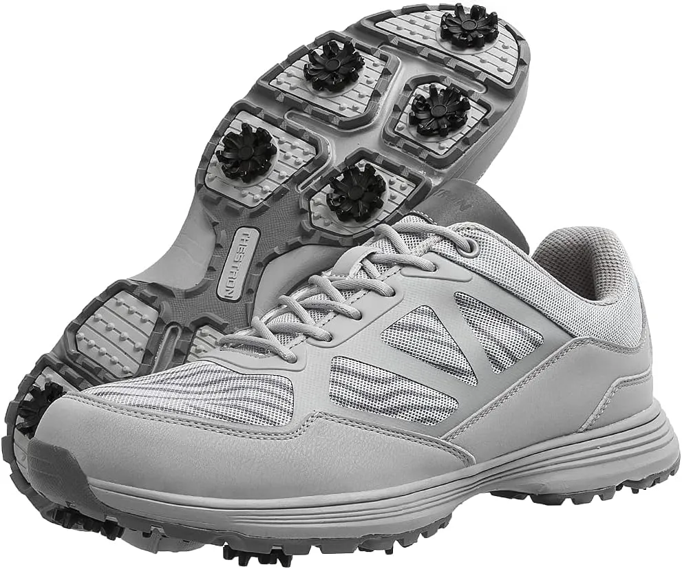 THESTRON Men Golf Shoes Mesh Breathable Breathable Golf Walking Sport Sneakers 7 Spikes Golf Trainers …