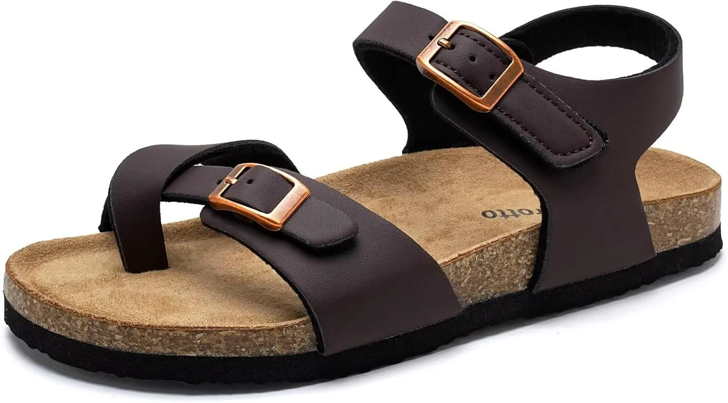 Torotto Girls Boys Sandals with Cork Footbed Adjustable Buckle Summer Slides Flip Flops Open Toes Flat for Kids Toddler