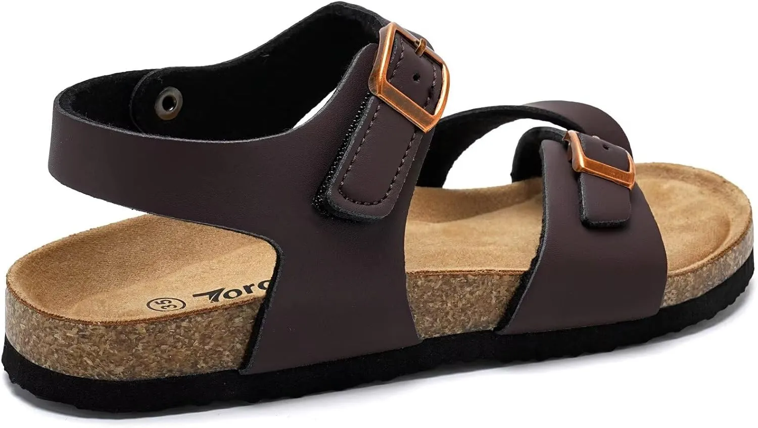 Torotto Girls Boys Sandals with Cork Footbed Adjustable Buckle Summer Slides Flip Flops Open Toes Flat for Kids Toddler