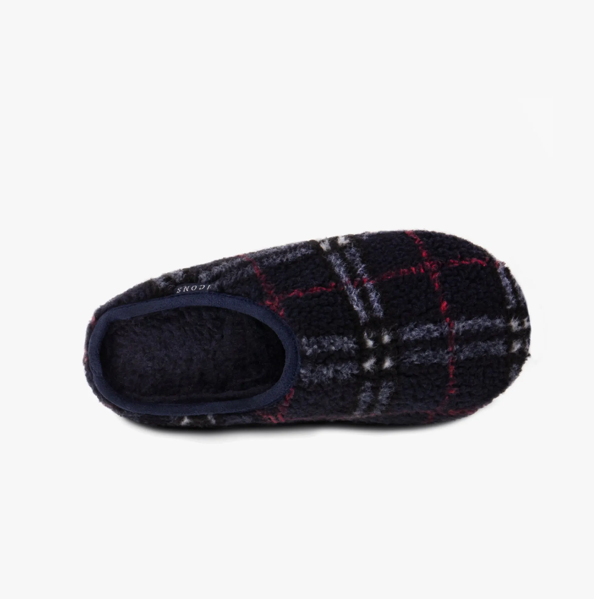 Totes Toasties BORG CHECK Mens Slippers Navy Check