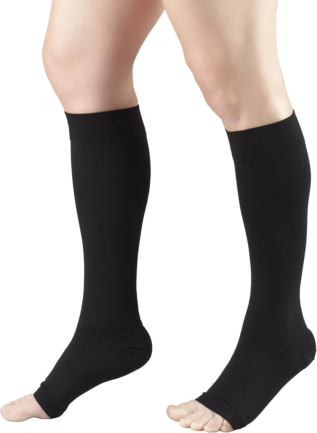 Truform 30-40 mmHg Compression Stockings for Men and Women, Knee High Length, Open Toe, Black, 3X-Large