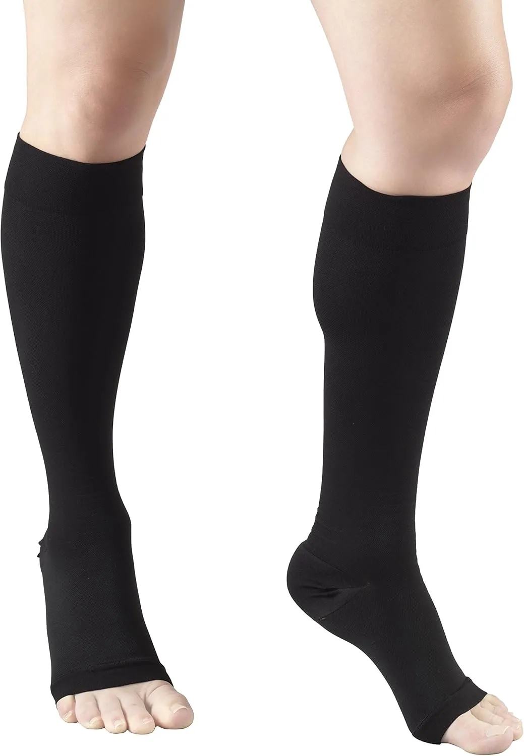 Truform 30-40 mmHg Compression Stockings for Men and Women, Knee High Length, Open Toe, Black, 3X-Large