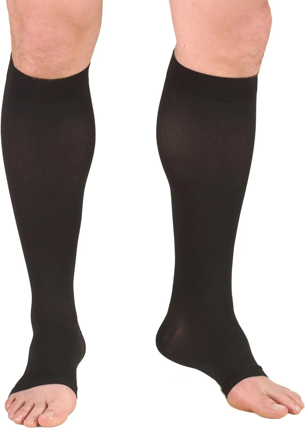 Truform 30-40 mmHg Compression Stockings for Men and Women, Knee High Length, Open Toe, Black, 3X-Large