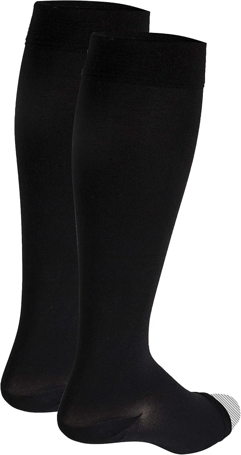 Truform 30-40 mmHg Compression Stockings for Men and Women, Knee High Length, Open Toe, Black, 3X-Large