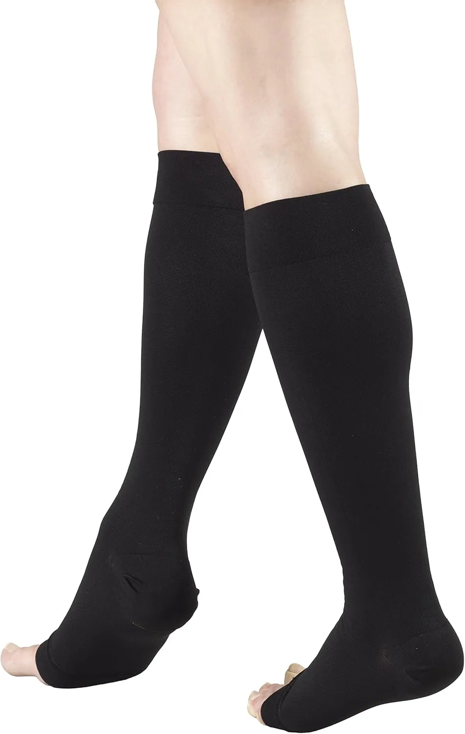 Truform 30-40 mmHg Compression Stockings for Men and Women, Knee High Length, Open Toe, Black, 3X-Large