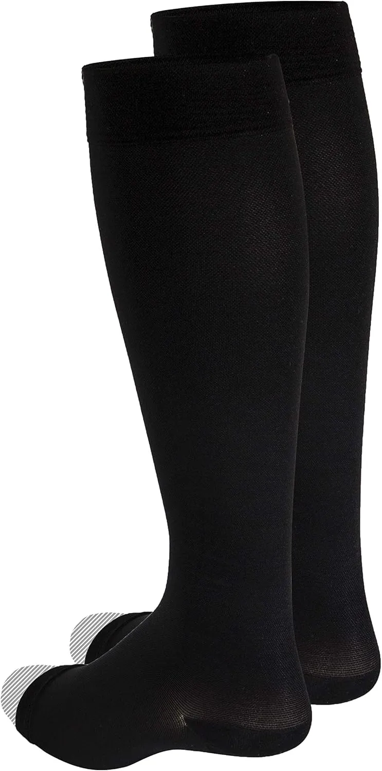 Truform 30-40 mmHg Compression Stockings for Men and Women, Knee High Length, Open Toe, Black, 3X-Large