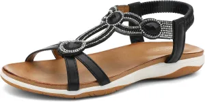 UBFEN Flat Sandals For Women Dressy Walking Comfortable Sandal With Rhinestone Braid Elastic Strap Summer Vacation