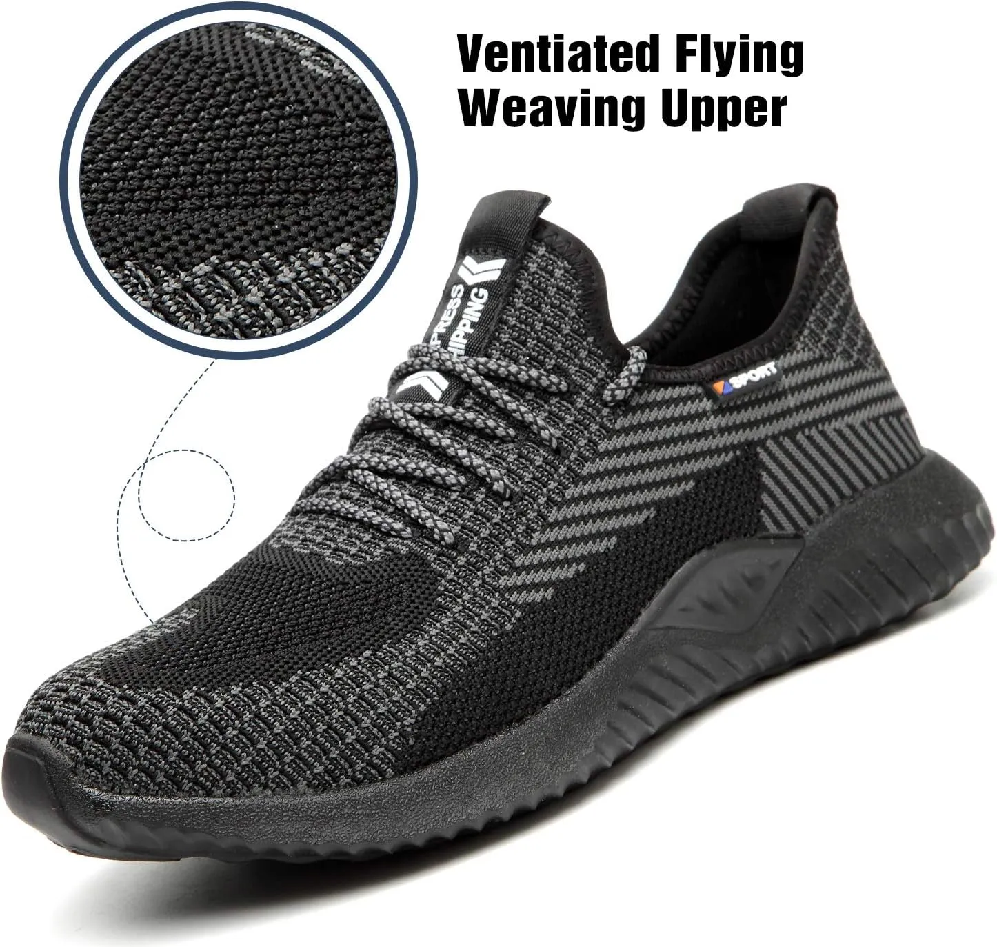 UCAYALI Men's Women's Safety Shoes Steel Toe Work Sneakers Breathable Lightweight Construction Shoes Mesh