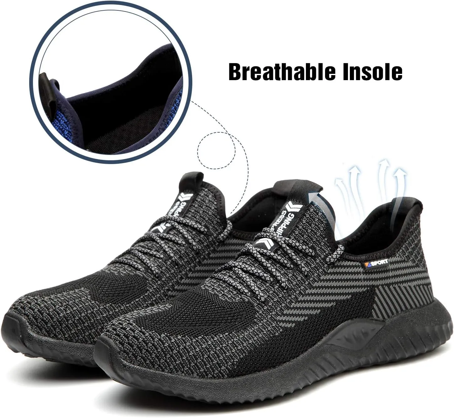 UCAYALI Men's Women's Safety Shoes Steel Toe Work Sneakers Breathable Lightweight Construction Shoes Mesh
