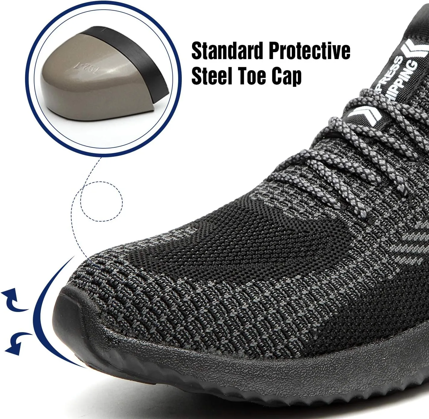 UCAYALI Men's Women's Safety Shoes Steel Toe Work Sneakers Breathable Lightweight Construction Shoes Mesh