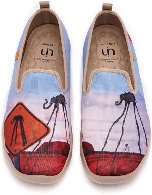 UIN Men's Casual Walking Travel Shoes Slip On Knitted Loafers Lightweight Comfort Air Painted Flats Barcelona