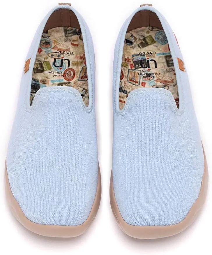 UIN Men's Casual Walking Travel Shoes Slip On Knitted Loafers Lightweight Comfort Air Painted Flats Barcelona
