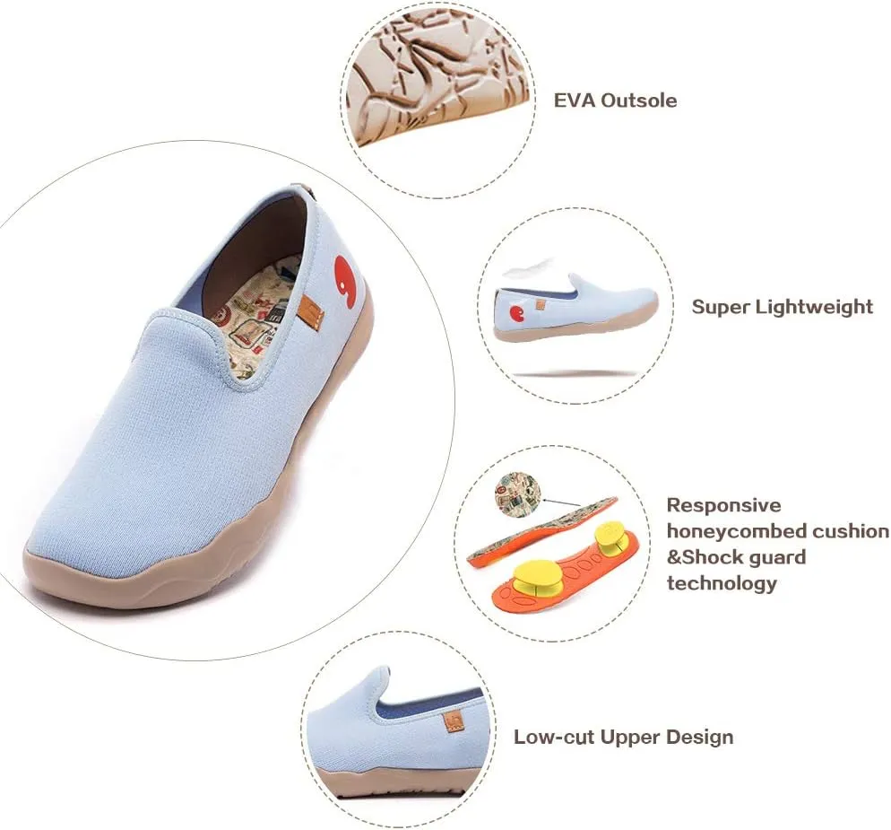 UIN Men's Casual Walking Travel Shoes Slip On Knitted Loafers Lightweight Comfort Air Painted Flats Barcelona